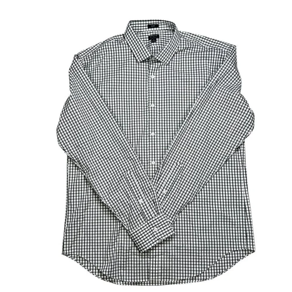 J. Crew XL Slim Men Plaid Long Sleeve Shirt Office Work